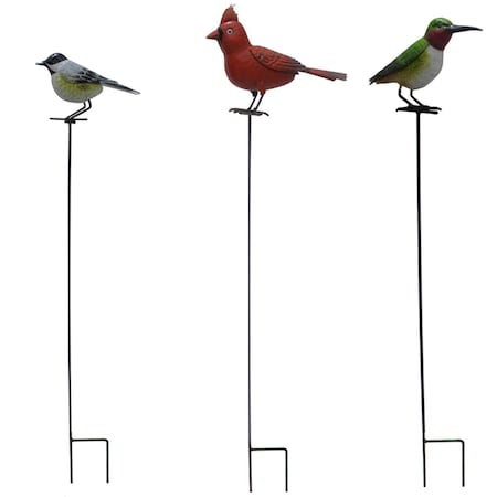 Conservatorio 40 in. Iron Bird Outdoor Garden Stake Assorted Color, 12PK CO2739579